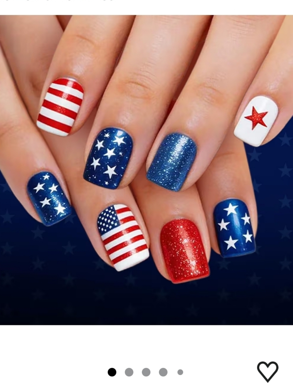 4th of July Press on Nails, Short Square